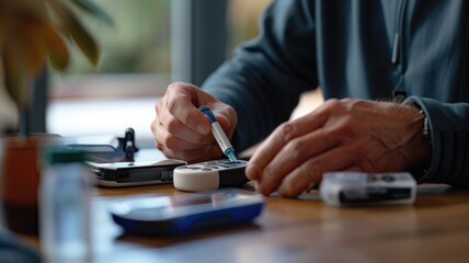 glucose testing device used to check sugar levels at home, tracking their daily sugar control,
