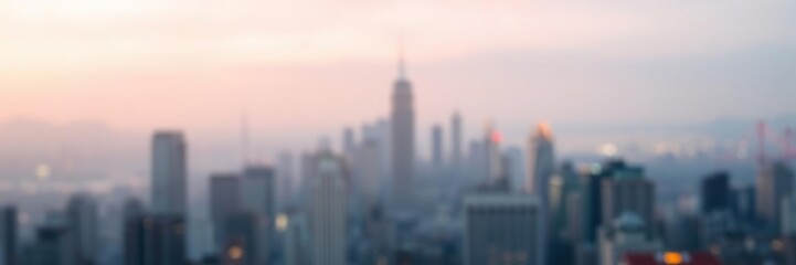 Fototapeta premium Soft Blurred Light Gradient in Vertical City Skyline, gradient sky, skyscrapers