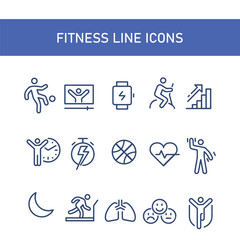 set of sport and fitness icon vector line design , gym