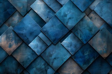 Obraz premium Elegant Blue Textured Tiles in a Geometric Pattern