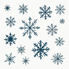 Fototapeta premium Snowflakes with unique patterns illustration
