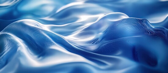 Fototapeta premium Abstract blue and white wavy fabric background.