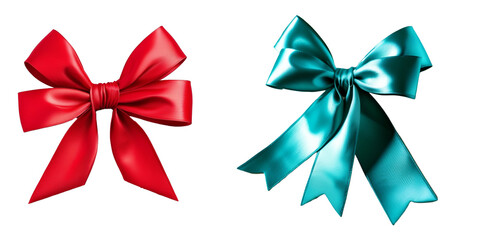 Vibrant red and teal satin ribbons tied elegantly for festive celebrations
