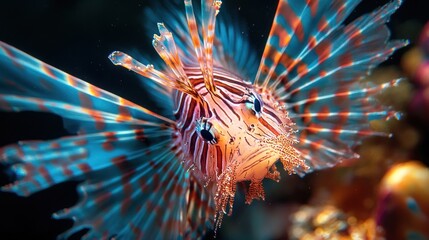 Striped Lionfish in the Coral Reef