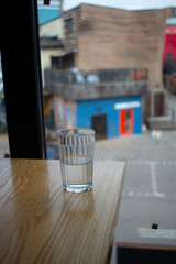 glass of water on a table
