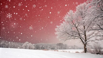 Winter wonderland scene with delicate snowflakes on a gradient red background, snowflakes, red, gradient, winter, ornaments