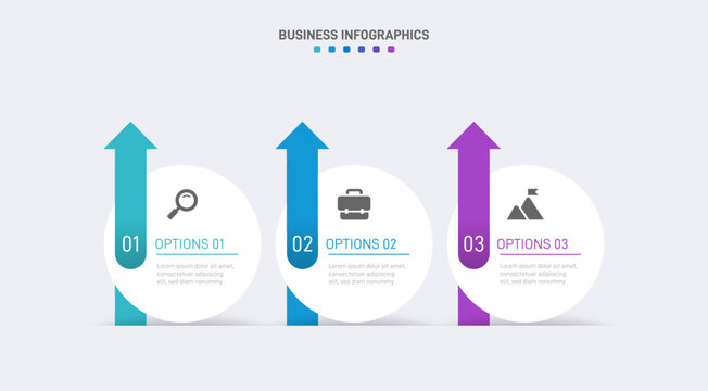 Horizontal progress bar featuring 3 arrow-shaped elements, symbolizing three six stages of business strategy and progression. Clean timeline infographic design template. Vector for presentation