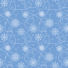 Elegant seamless winter design with snowflakes and baubles, ideal for wrapping and branding