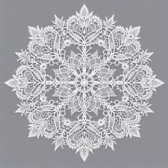 Naklejka premium A pattern of white lace, or tatting, set against a gray background. Generated with AI.