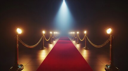 Elegant red carpet setup for a glamorous event. AI generated illustration