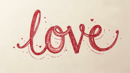 Lettering illustration for poster, card, banner valentine day, wedding. Hand drawn word - love 