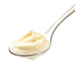 Spoonful of creamy mayonnaise ready for a sandwich
