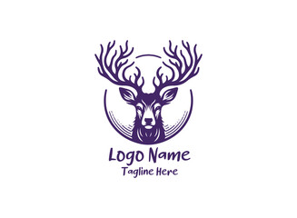 Deer silhoutte type logo design vector