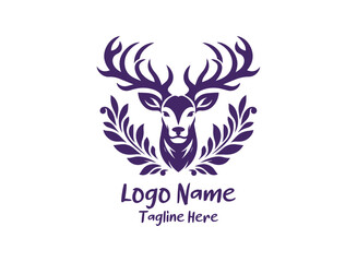Deer silhoutte type logo design vector