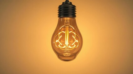 A unique light bulb design featuring a brain-shaped filament, symbolizing creativity and intelligence, filament, invention, intelligence