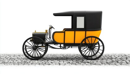 Horse-drawn carriage on a cobblestone street, warm vintage tones evoking history, romance, and old-world charm