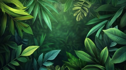 Fototapeta premium Nature of green leaf in garden at summer. Natural green leaves plants using as spring background cover page greenery environment ecology wallpaper