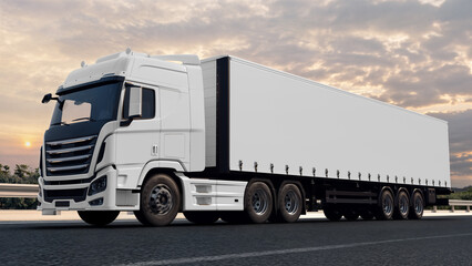 An image of a white truck on a road