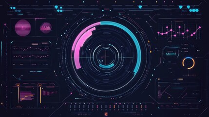 Stock tracking system flat design top view technology theme animation Split-complementary color scheme