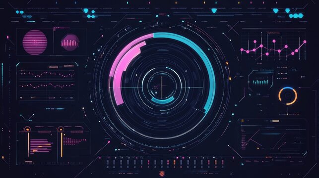 Stock tracking system flat design top view technology theme animation Split-complementary color scheme