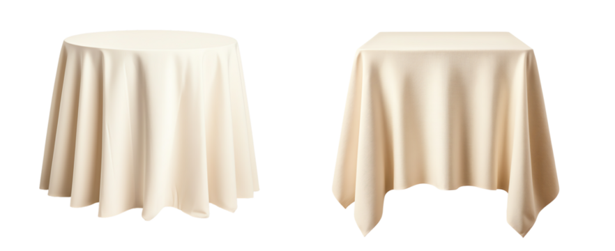 Two tablecloth styles, white isolate background. transparent background