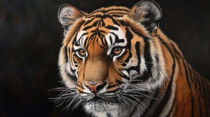 Fototapeta premium Portrait of a Tiger with a black background