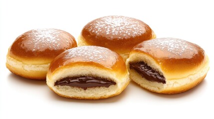 Delicious chocolate-filled buns with fluffy swirls arranged beautifully in a studio setting, perfect for an indulgent treat