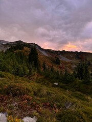 Autumnal alpine landscape at sunrise