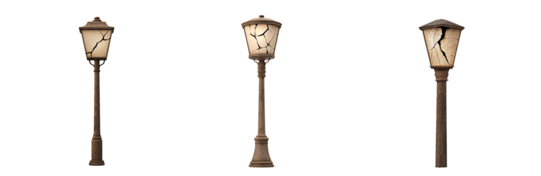 Old-fashioned street lamps, white isolate background transparent background