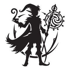 Elf Silhouette  vector black color and solid white background