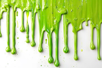 Vibrant Green Paint Drips Creating a Dynamic Abstract Texture