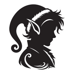 Elf Silhouette  vector black color and solid white background