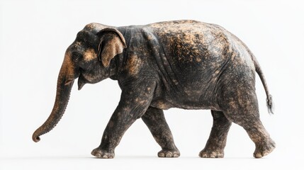 Fototapeta premium Side view of walking Asian Elephant isolated on white background.