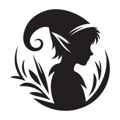 Elf Silhouette  vector black color and solid white background