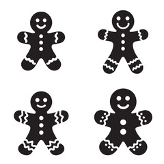 Gingerbread Man Silhouette  vector black color and solid white background