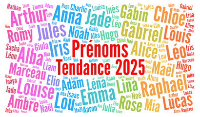 Fototapeta premium Prénoms tendance en 2025 en France 