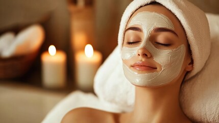 Woman enjoying skin care activity at home
