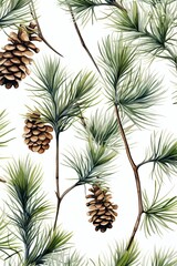 Fototapeta premium Pine branch and leaves.