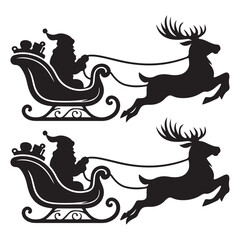  sleigh silhouette vector art black color design and solid white background