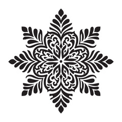 Snowflake Silhouette  vector black color and solid white background