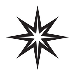 Star (of Bethlehem) silhouette vector art black color design and solid white background 