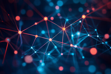 A photo featuring a vibrant orange background with numerous interconnected lines, Abstract patterns representing data packets moving in a network