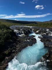 blue waterfall in Iceland 