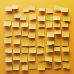 Colorful Grid of Yellow Sticky Notes on a Bright Yellow Background
