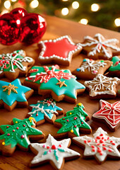 Christmas decorated gingerbread cookies