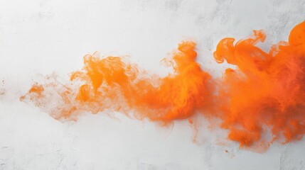 Vibrant orange smoke on a glossy white textured background, modern and eye-catching, ultra-realistic and fresh,