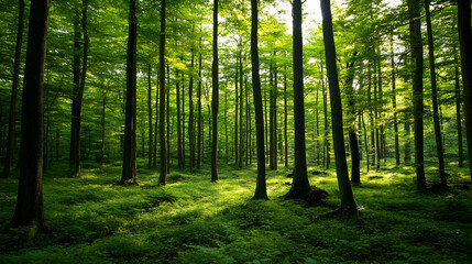 Fototapeta premium Lush Green Forest Illustrating Importance of Conservation