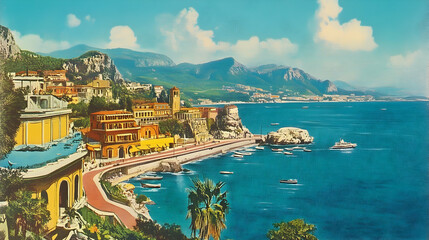 Naklejka premium Retro Vintage Postcard of Italy in the 1970s