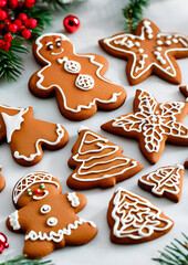 Christmas decorated gingerbread cookies