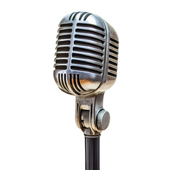 Classic microphone on a stand captured indoors